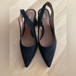 Zara Black Slingback Heels